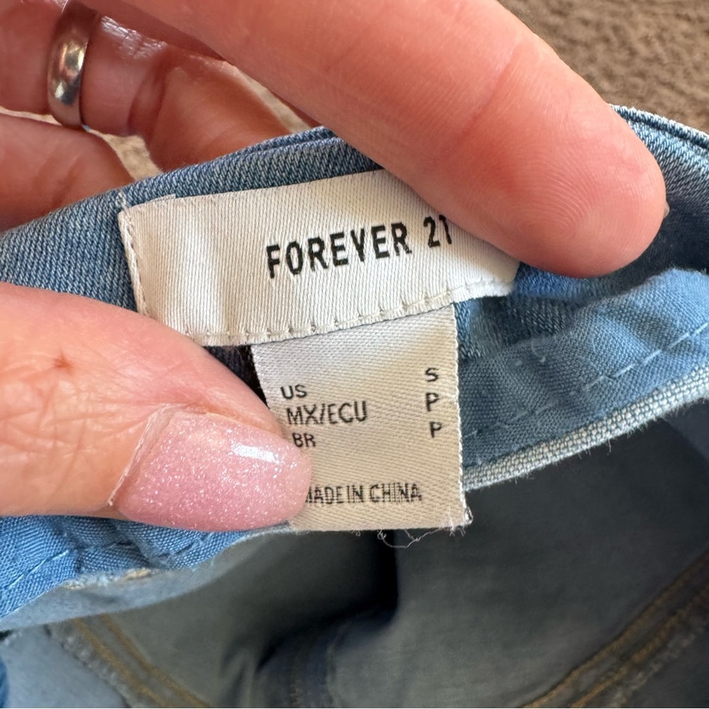 Forever 21 Zip Front Denim Mini Dress Body Con Cotton Stretch S - Picture 6 of 11
